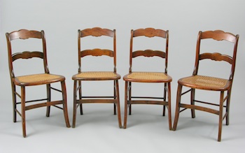 Appraisal: A Set of Four Cane Seat Side Chairs A set