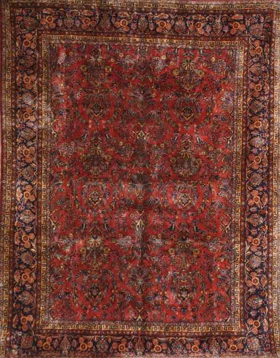 Appraisal: Sarouk Rug Second Quarter th Century Red ground with floral