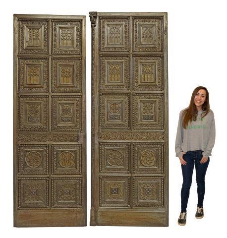 Appraisal: pair Exceptional architectural doors Gothic Revival steel paneled face with