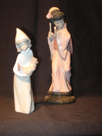 Appraisal: Two piece Lladro porcelain figures of a young girl and