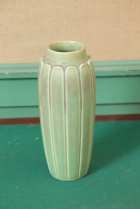 Appraisal: ROOKWOOD VASE Green and brown mottled matte glaze with paneled