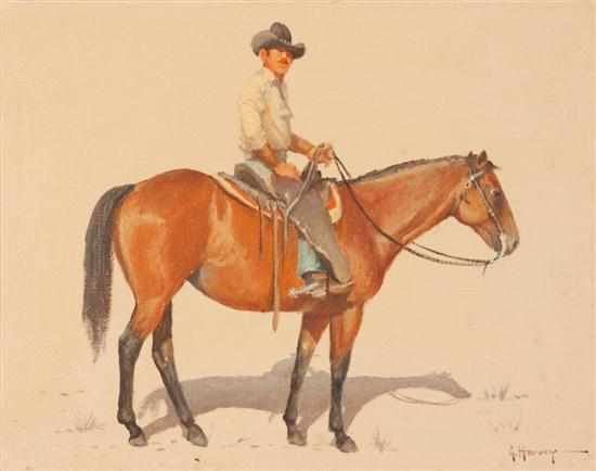 Appraisal: Gerald Harvey Jones American b Horse and Rider oil on