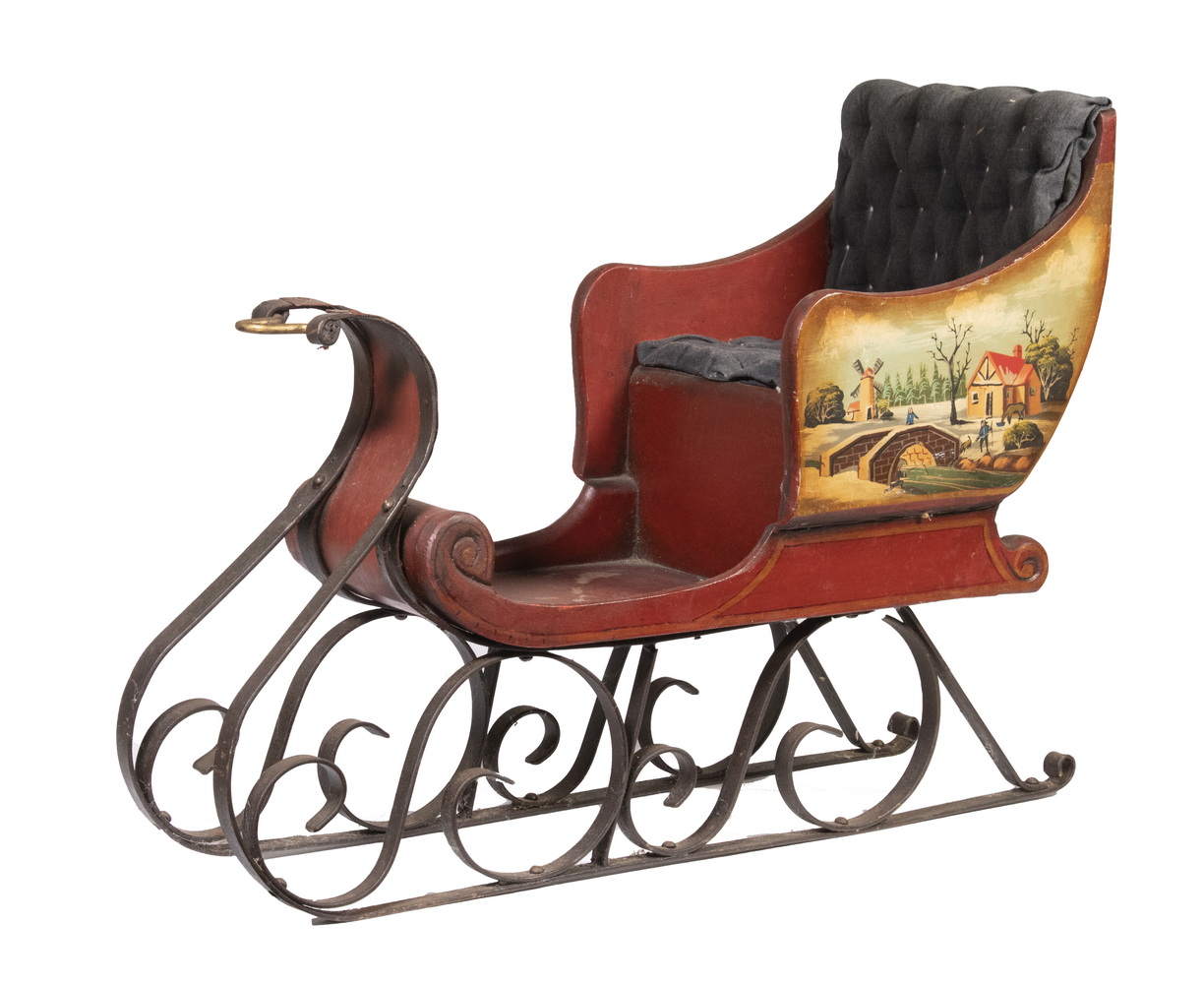 Appraisal: WOOD METAL DOLL SLEIGH Contemporary Crafted Victorian Style Doll Sleigh