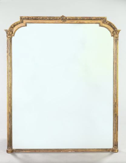 Appraisal: Large English Carved Giltwood and Plaster Overmantel Mirror third quarter