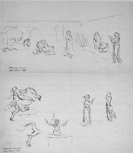 Appraisal: Figure Studies Gaillard Claude-Ferdinand French - pen and ink on