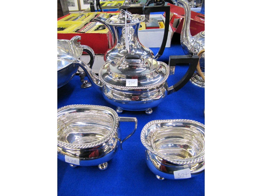 Appraisal: Four piece EP tea service