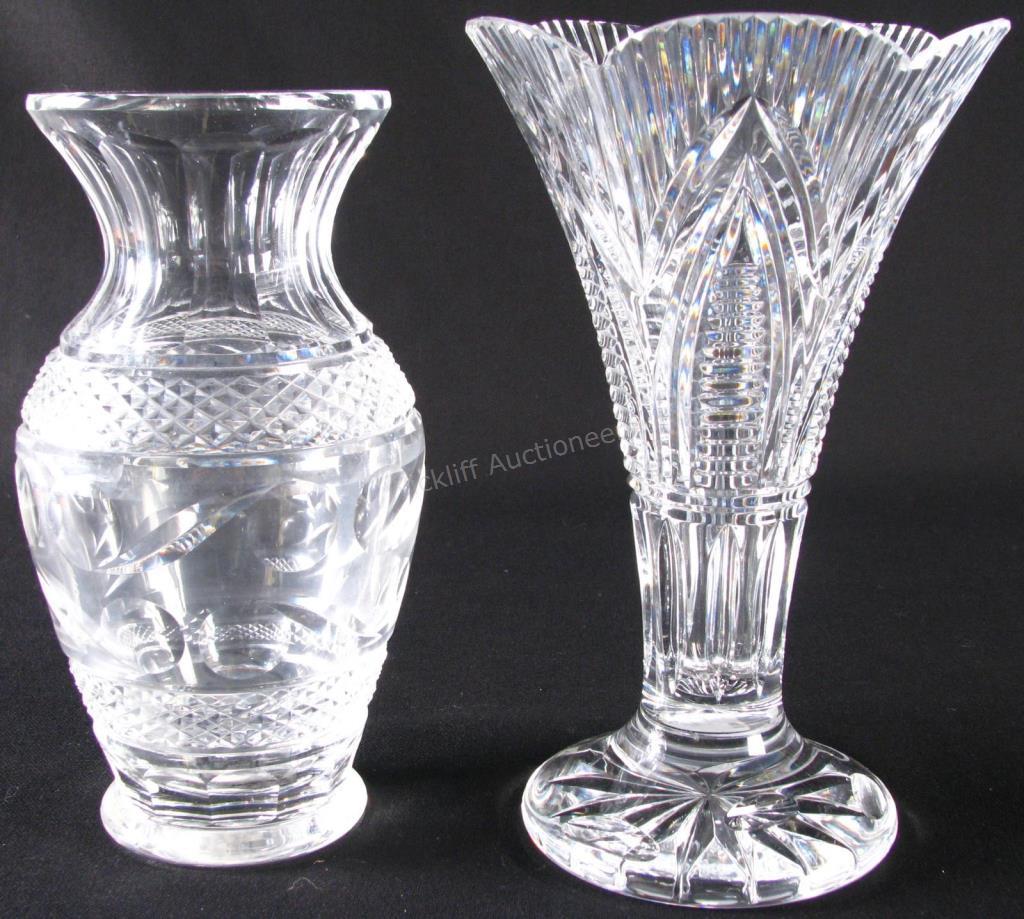 Appraisal: Two Waterford Crystal Vases one with swirl and diamond pattern