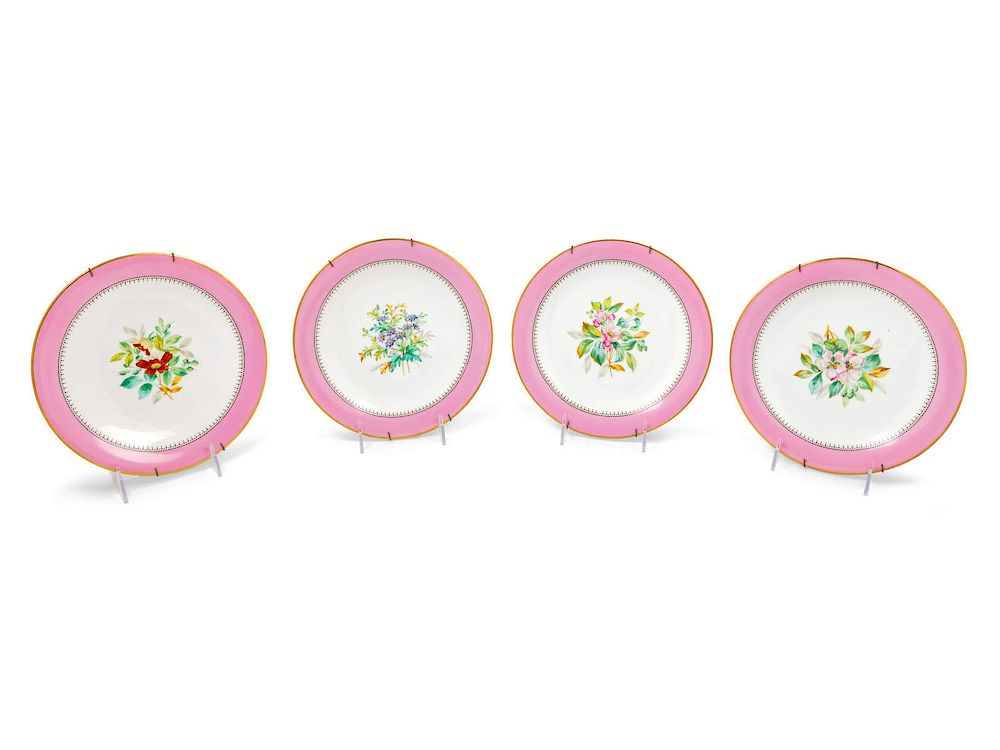 Appraisal: A Set of Four French Painted Porcelain Plates A Set