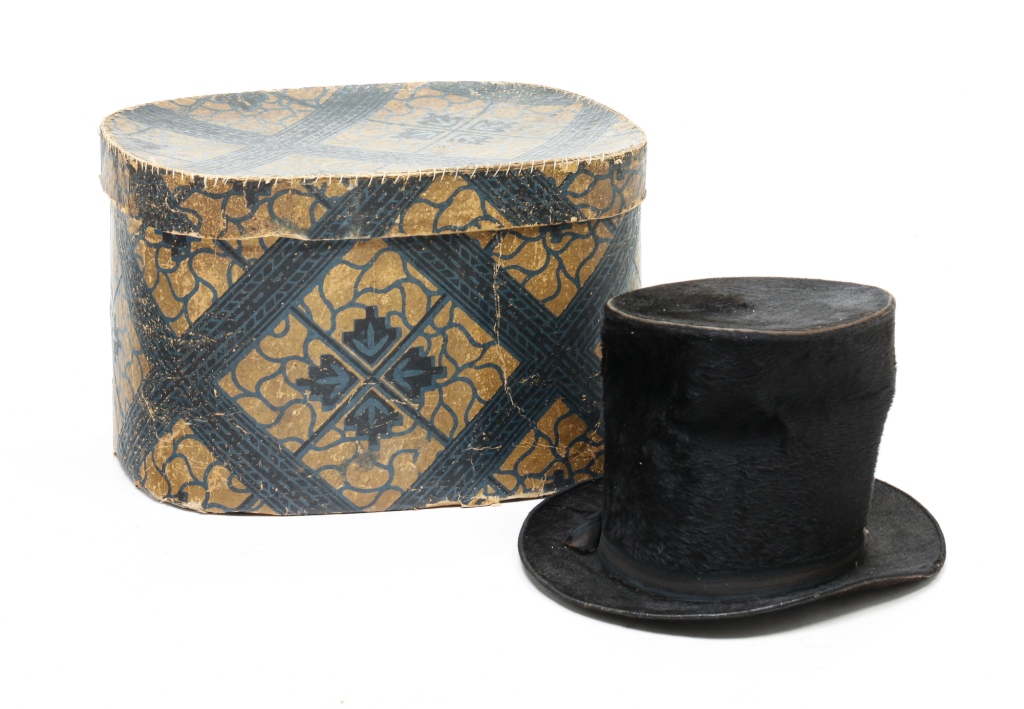 Appraisal: AMERICAN BAND BOX WITH TOP HAT Second quarter th century