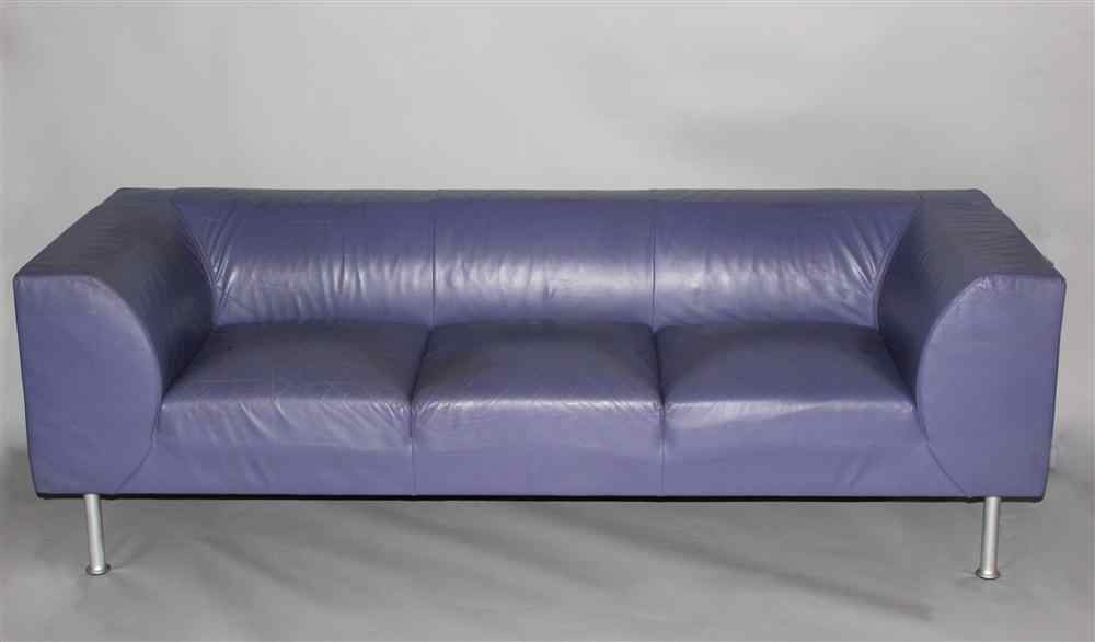 Appraisal: MONTIS 'NINDES' THREE-SEAT LEATHER SOFA lavender leather HGL ''Lila'' color