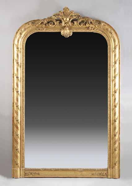 Appraisal: A French Rococo Carved Giltwood Overmantel Mirror mid- th c