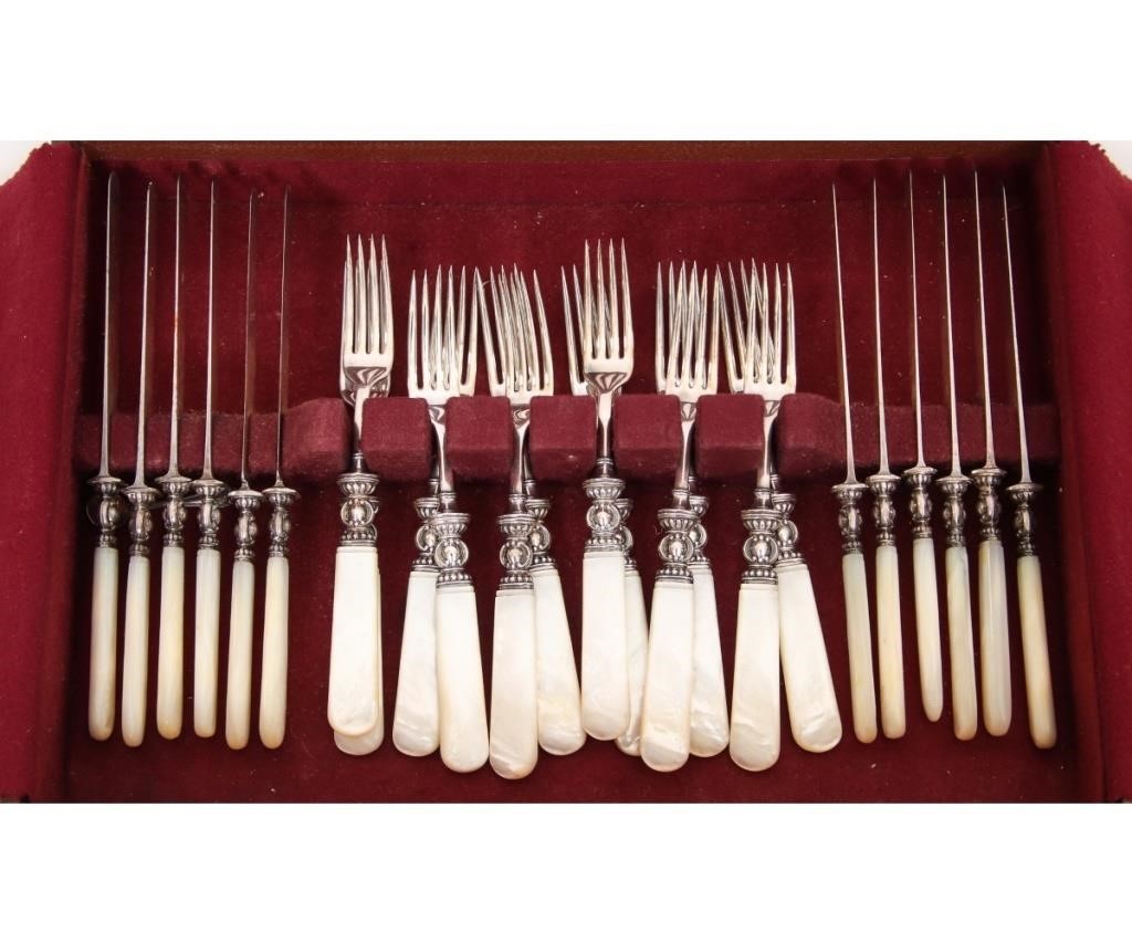 Appraisal: Set of twelve sterling silver banded knives and forks with