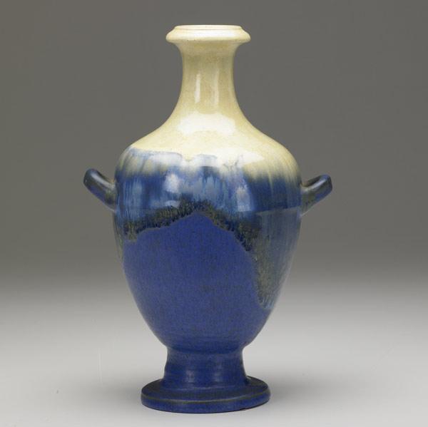 Appraisal: FULPER Amphora covered in yellow crystalline glaze dripping over a