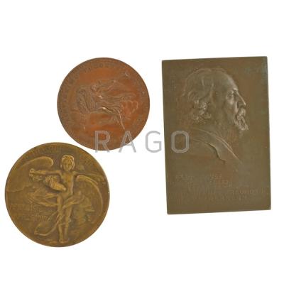 Appraisal: ART MEDALS Thirty-four including Belgian Legislative Chamber Centennial bronze United