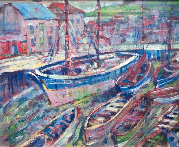 Appraisal: Scottish School th century Boats oil on canvas cm x