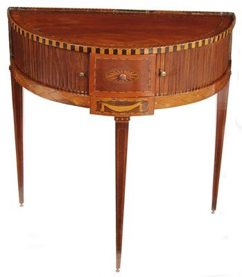 Appraisal: An early th century Dutch mahogany demi-lune side table the