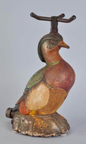 Appraisal: Cast Iron Wood Duck Lawn Sprinkler Wonderful casting of full-figure