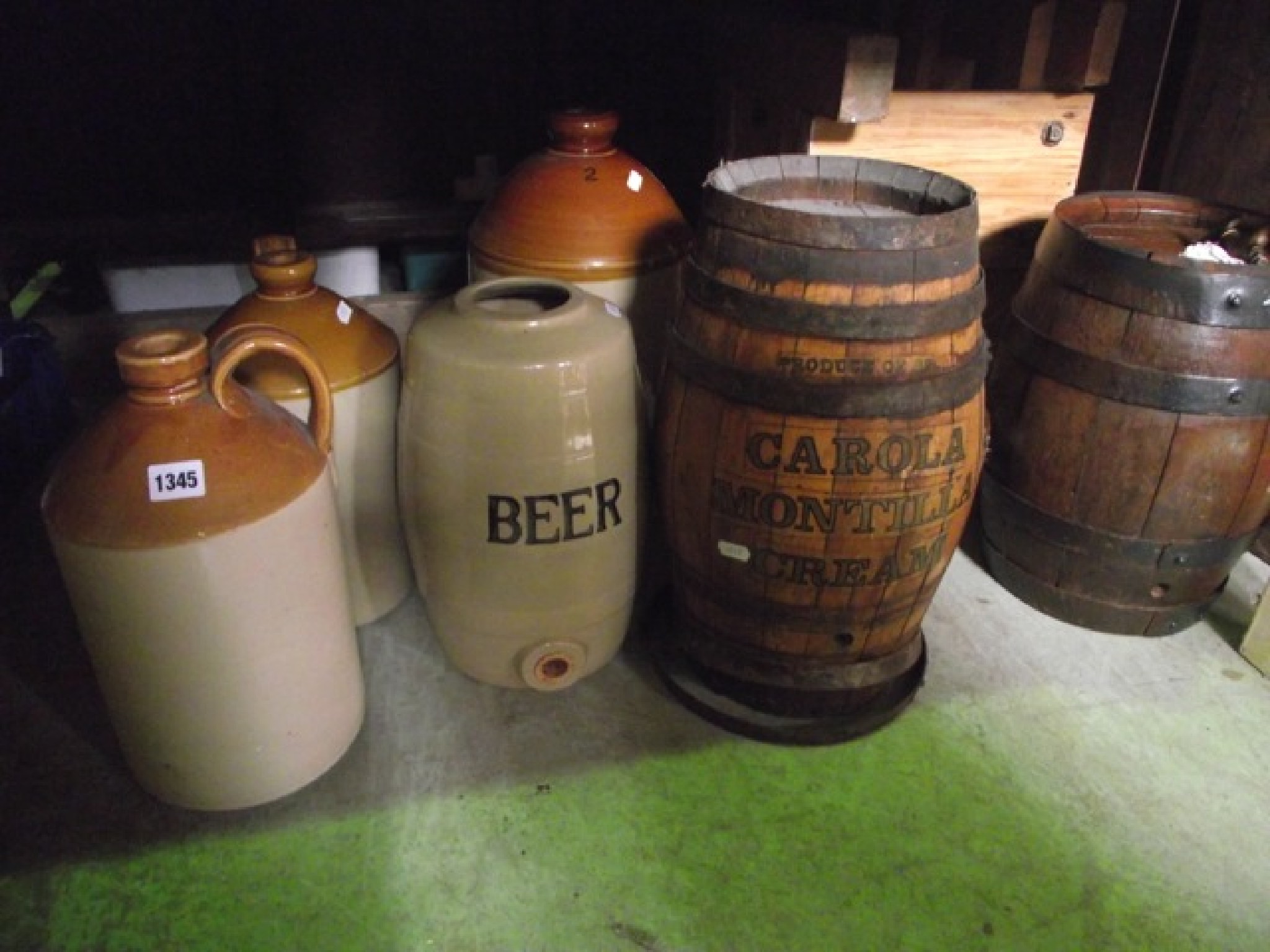 Appraisal: One lot of breweriana to include two coopered oak spirit