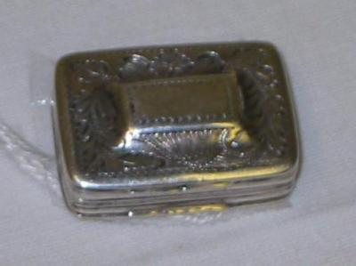 Appraisal: A GEORGE III VINAIGRETTE of oblong form the plain case