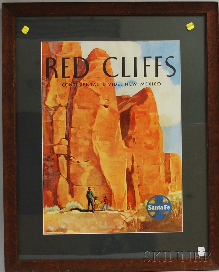 Appraisal: Santa Fe Railroad Red Cliffs Continental Divide New Mexico Poster