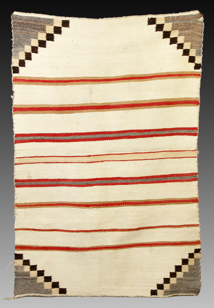 Appraisal: Navajo Double Saddle Blanket Striped stepped corners