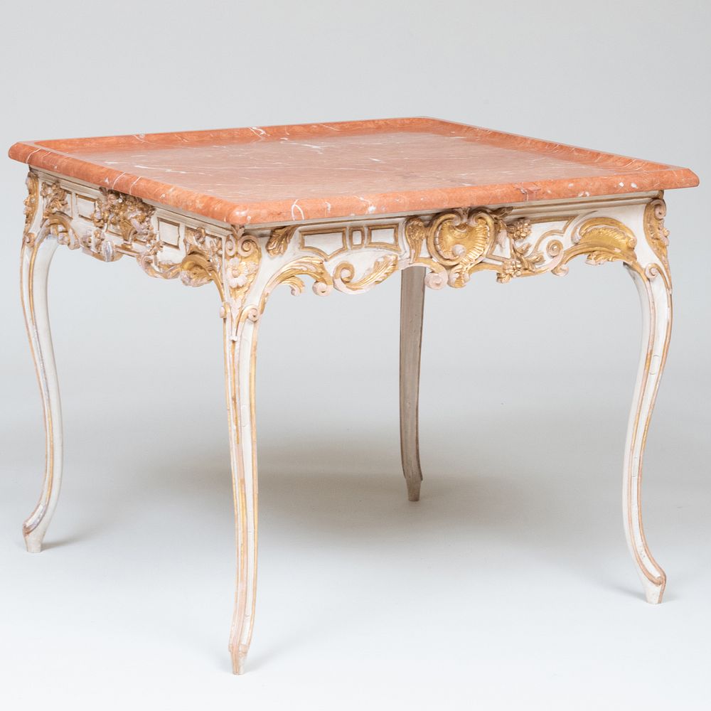 Appraisal: Louis XV Style White Painted and Parcel-Gilt Table Stamped Frederick