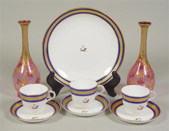 Appraisal: Group of Daniell London Porcelain plate with three cups and