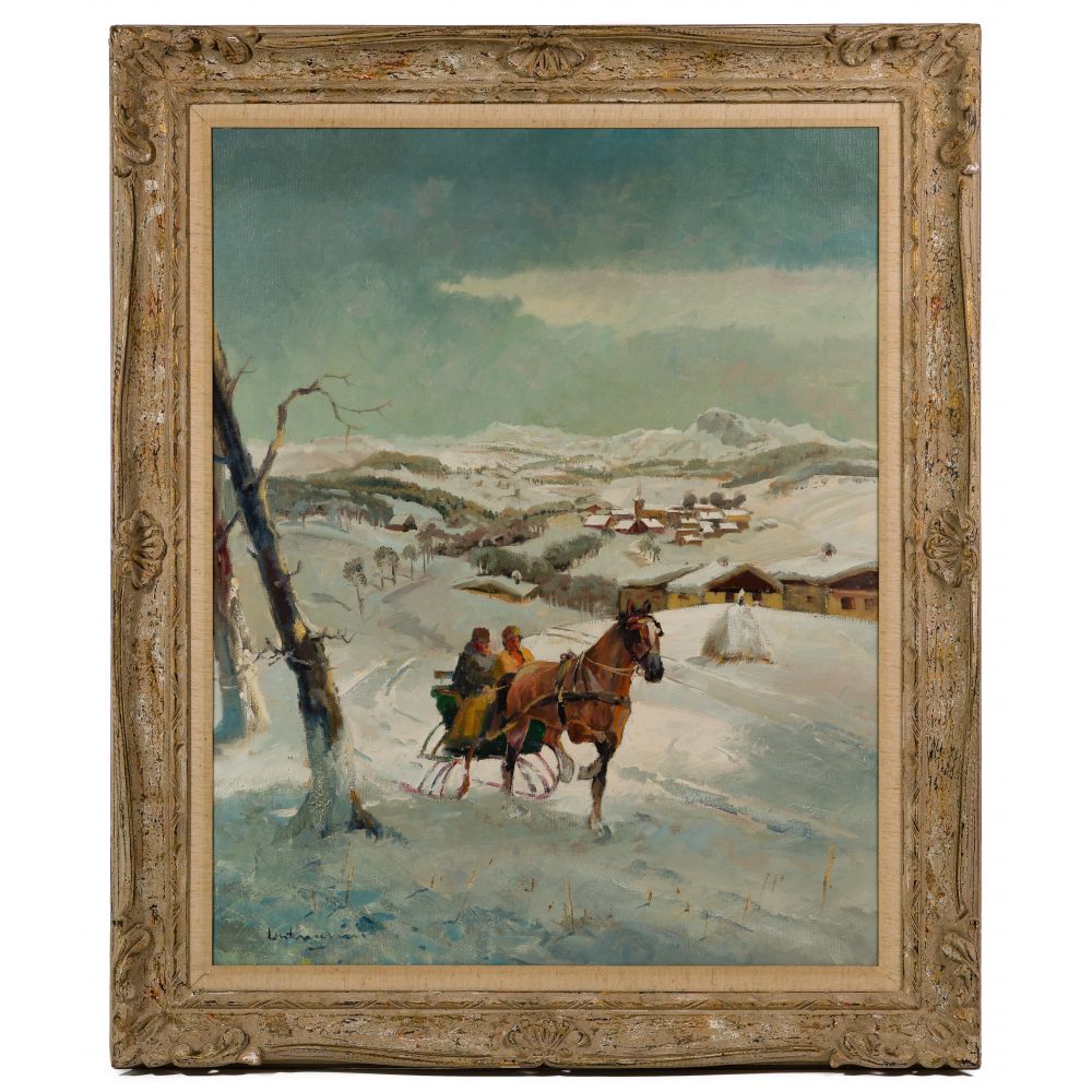 Appraisal: LUDWIG GSCHOSSMANN GERMAN - SNOW OIL ON CANVASUndated signed lower