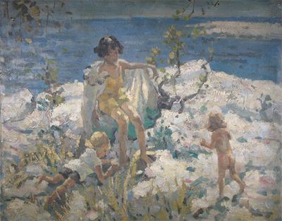 Appraisal: Dorothea Sharp - A mother and her children on a