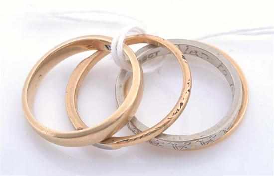 Appraisal: FOUR WEDDING BANDS STAMPED CT GOLD