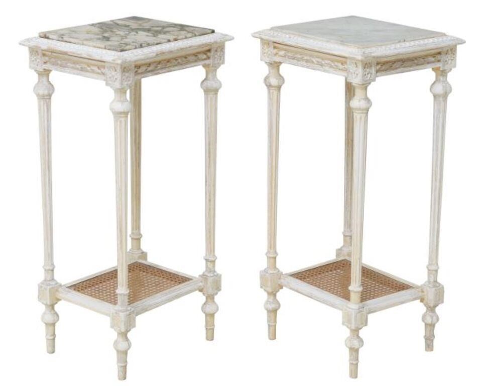 Appraisal: pair French Louis XVI style painted stands th c inset