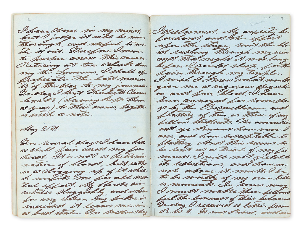 Appraisal: MASSACHUSETTS Albee John Diary of a young Transcendentalist manuscript pages