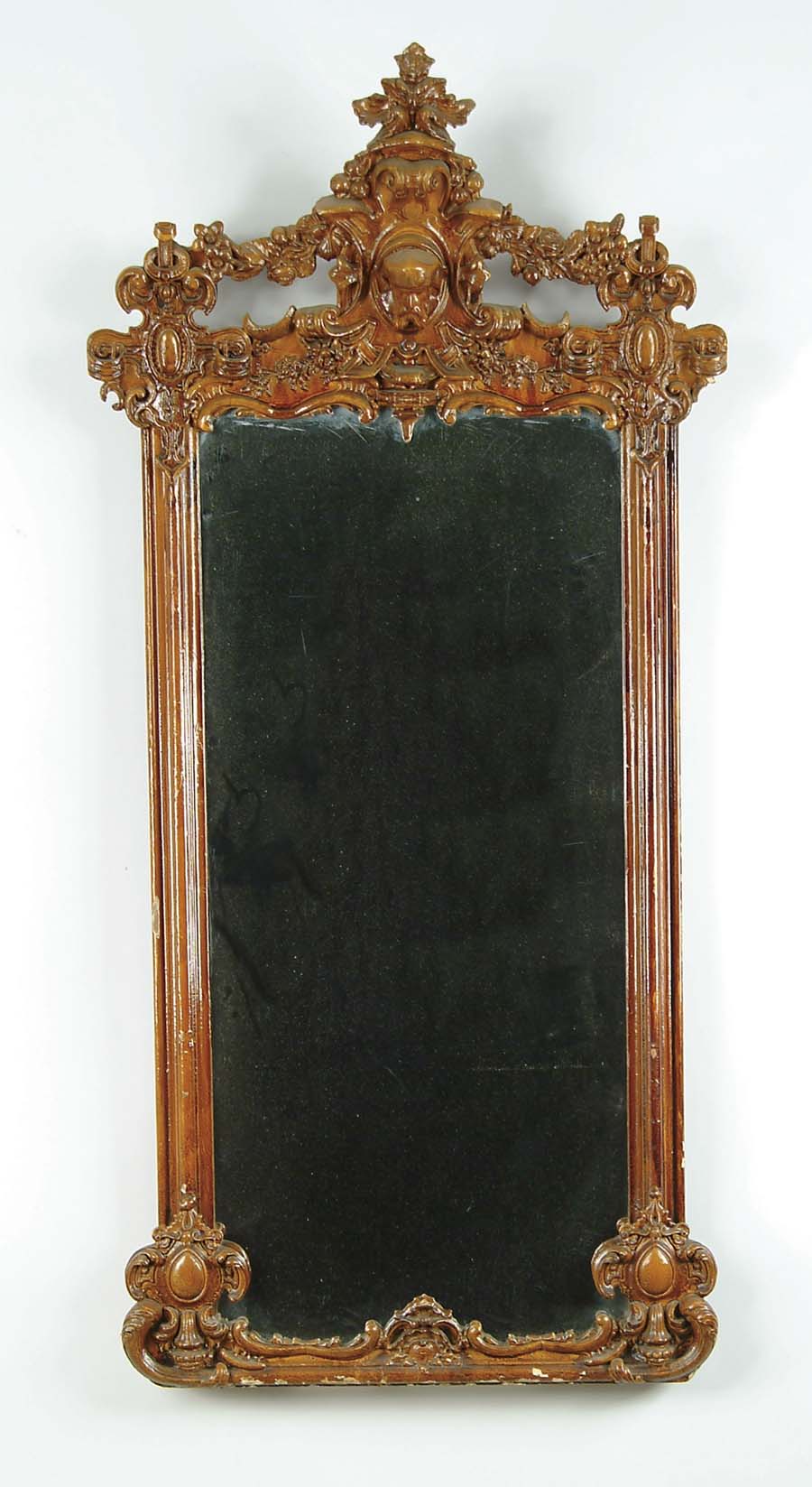 Appraisal: VICTORIAN FANCY MIRROR Carved and gesso decorated crest has central