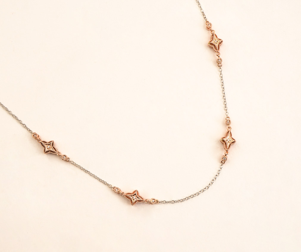 Appraisal: K WHITE ROSE GOLD CHAIN WITH DIAMONDS '' chain has