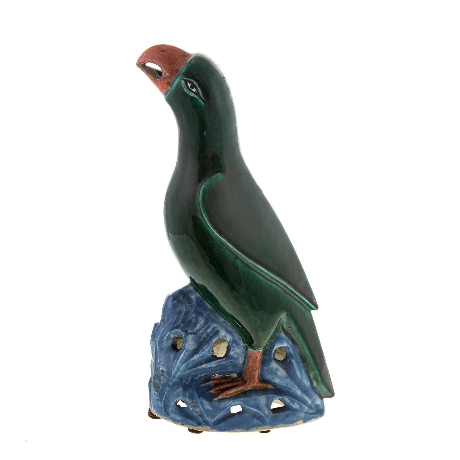 Appraisal: CHINESE EXPORT PORCELAIN PARROT th century green parrot perched on