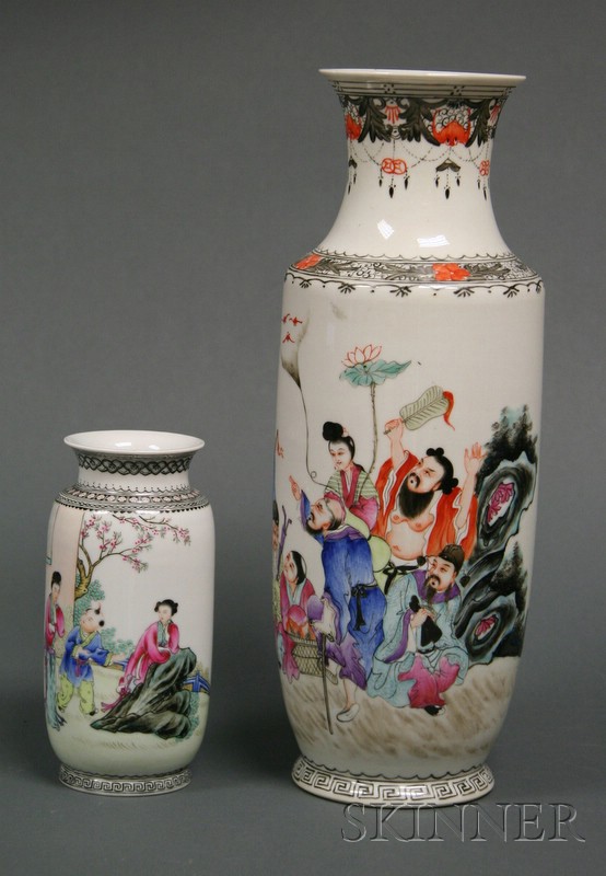 Appraisal: Two Eggshell Porcelain Vases designs of the Immortals and women