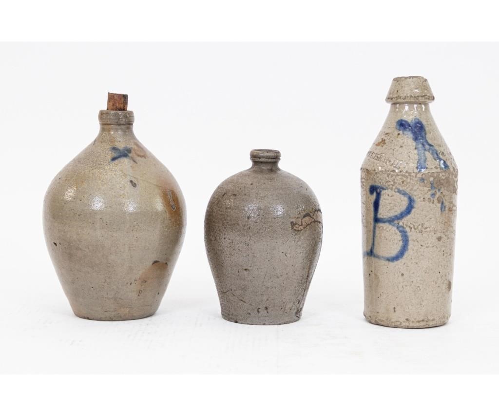 Appraisal: Three pieces of stoneware to include a soda bottle by