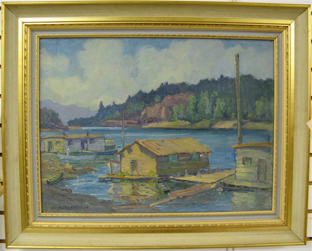 Appraisal: CLYDE LEON KELLER OIL ON PANEL Salem Oregon - Boat