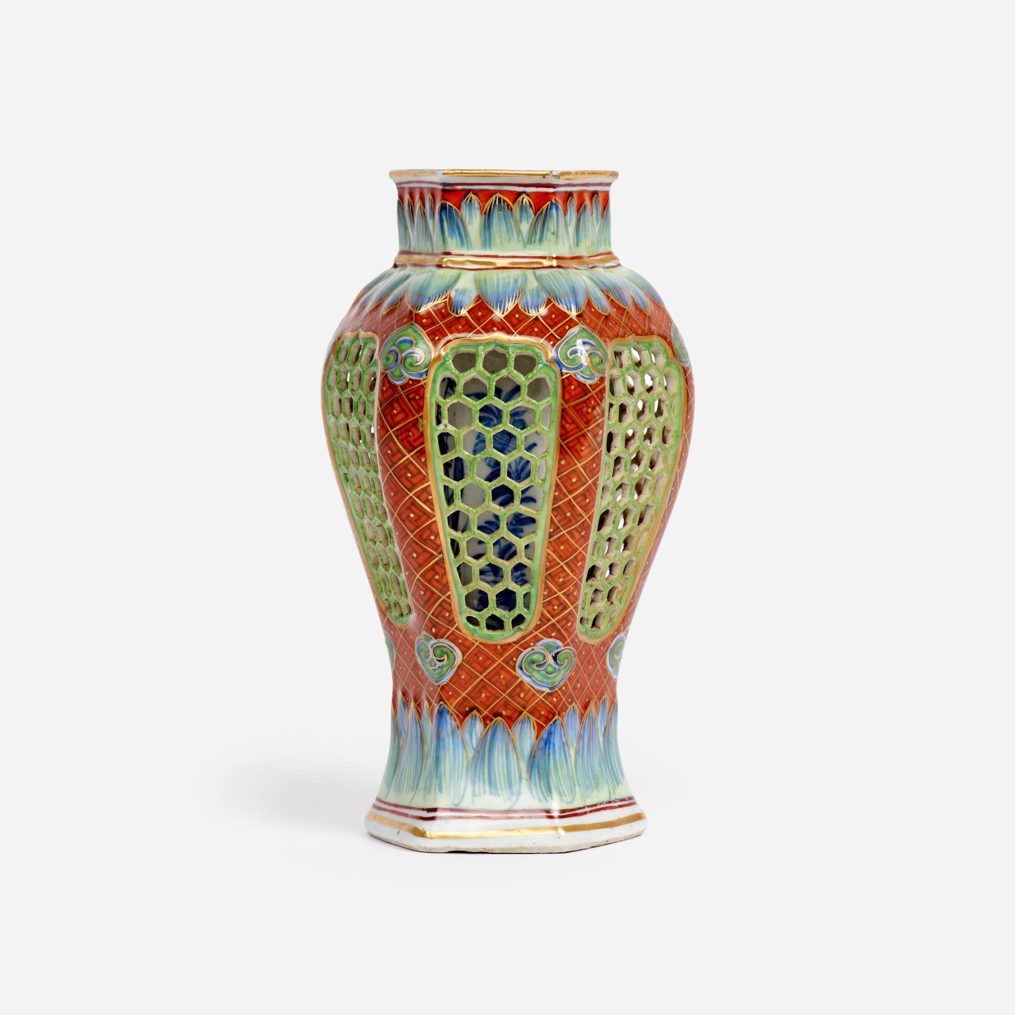 Appraisal: CHINESE FAMILLE ROSE RETICULATED DOUBLE-WALLED VASE A famille rose double-walled