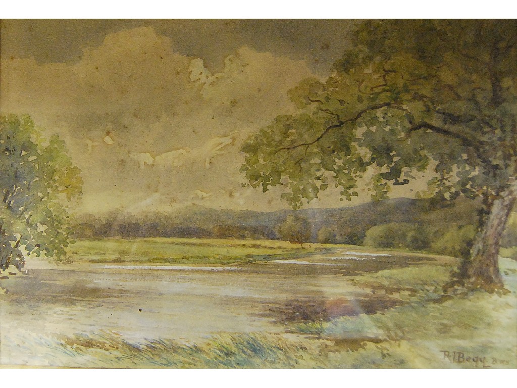 Appraisal: R J Beqq BWS - two watercolours river at Fordingbridge