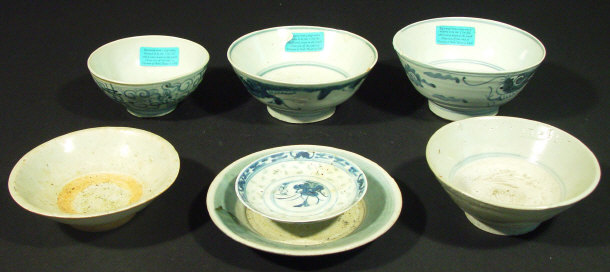 Appraisal: Group of oriental china including tea bowls recovered from the