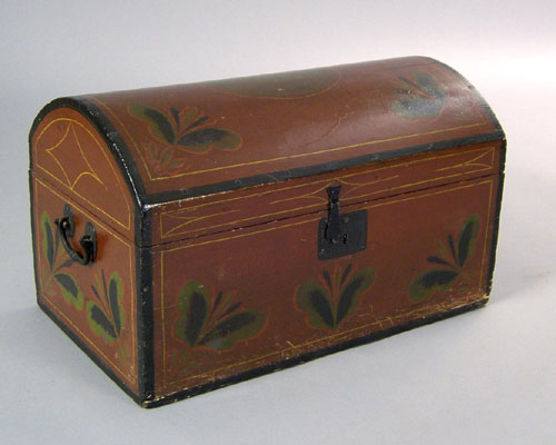 Appraisal: Pennsylvania painted poplar dome lid trunk early mid th c