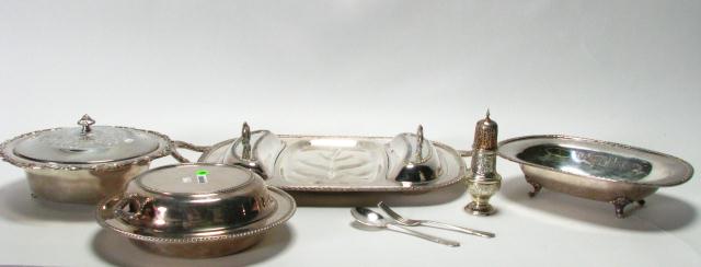 Appraisal: Group of Silver Plate Serving Items including vegetable bowls tray