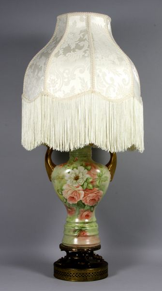 Appraisal: Early th Century Limoges lamp h including shade and base