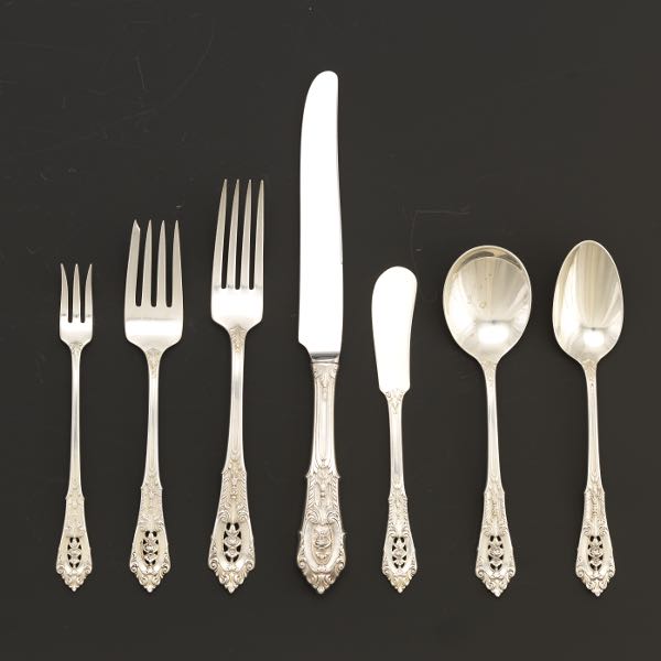 Appraisal: WALLACE STERLING SILVER SERVICE FOR ROSE POINT PATTERN Totaling pieces