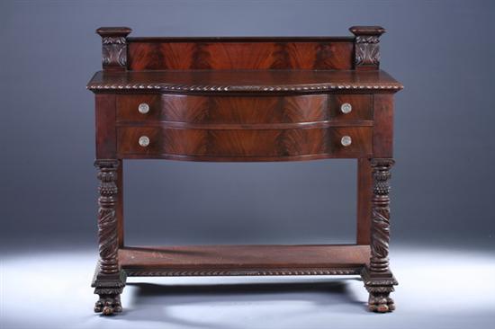 Appraisal: LATE FEDERAL STYLE MAHOGANY SERVER th Century Gadroon molded bow-front