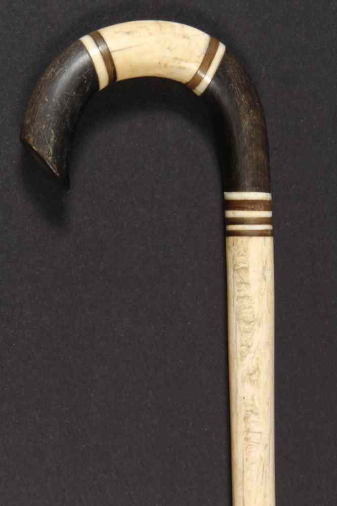 Appraisal: WHALEBONE CANE - Sailor-Made th c Whalebone Walking Cane with