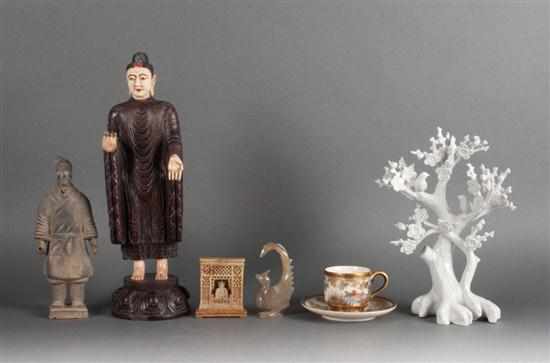 Appraisal: Assorted oriental objects and figures including Satsuma cup and saucer