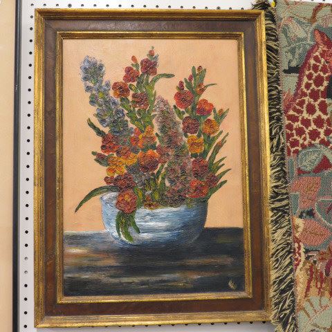 Appraisal: Oil Painting of a Still Life with Flowers image area