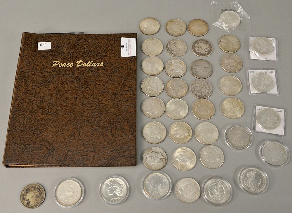 Appraisal: Dansco Brown album Peace Dollars plus miscellaneous U S silver